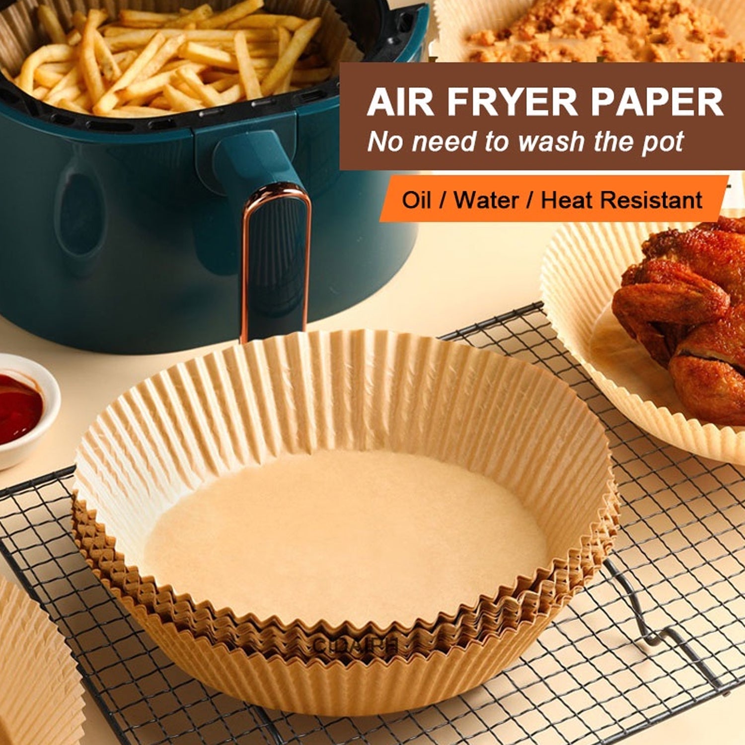 Round Air Fryer Disposable Paper Liner (50 Pcs Set / 160mmx45mm) Round Air Fryer Disposable Paper Liner (50 Pcs Set / 160mmx45mm)